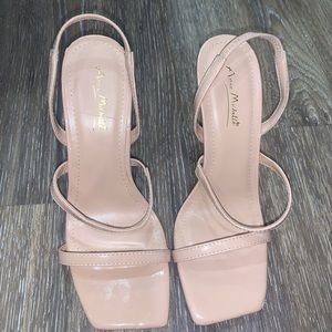 Anne Michelle- Endless Stiletto Elastic Slingback Heel Nude-size 7.5
